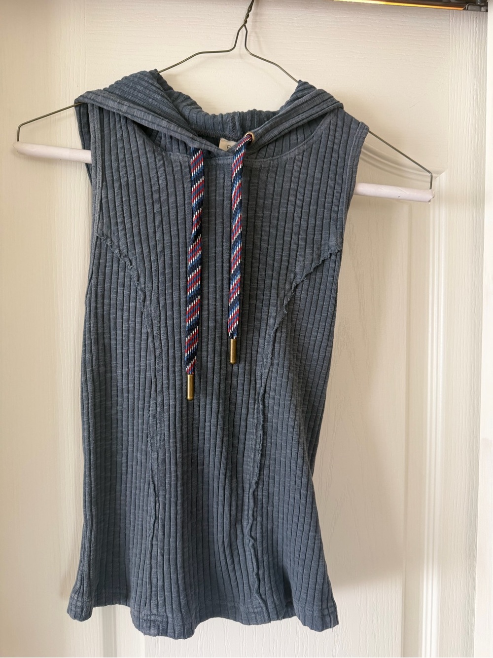 Pilcro Ribbed Sleeveless Hoodie Tank in Slate -XS-NWT